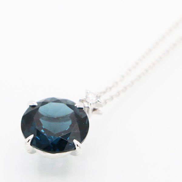スタージュエリー K18WG ブルートパーズダイアイリペンダントネックレス 0.03ct 4.00g