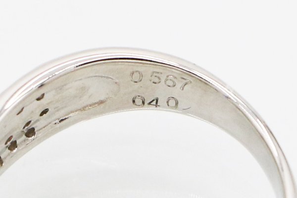PT900 ダイアイリリング 0.567ct 0.40ct 6.60g　刻印(2)
