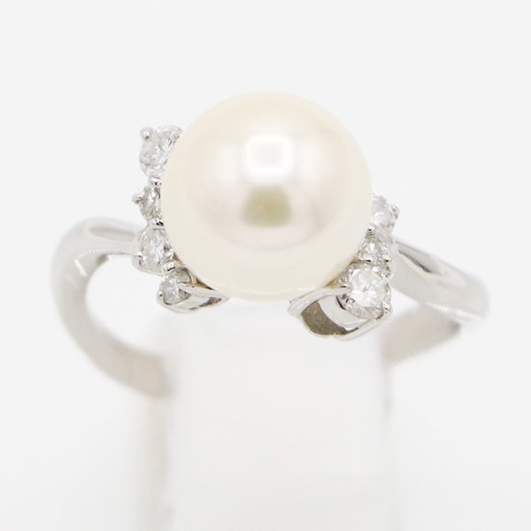 PT900 パールダイアイリリング 9.00mm 0.30ct 5.20g
