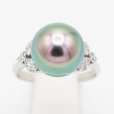 PT900 黒蝶パールダイアイリリング 11.50mm 0.30ct 6.30g
