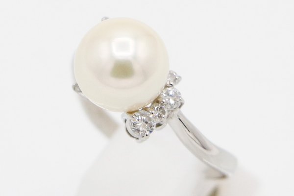 PT900 パールダイアイリリング 9.00mm 0.30ct 5.20g　サイド