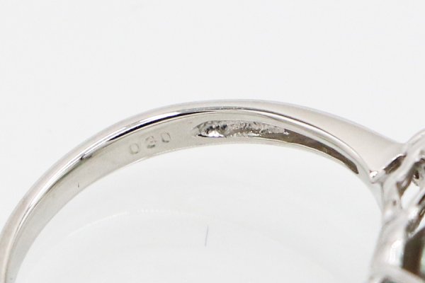 PT900 黒蝶パールダイアイリリング 11.50mm 0.30ct 6.30g　刻印(2)
