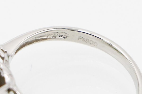 PT900 黒蝶パールダイアイリリング 11.50mm 0.30ct 6.30g　刻印