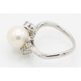 PT900 パールダイアイリリング 9.00mm 0.30ct 5.20g　刻印(2)