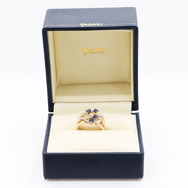 タサキ　K18 サファイアダイアイリリング 0.65ct 0.18ct 5.70g　箱