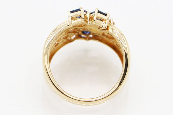 タサキ　K18 サファイアダイアイリリング 0.65ct 0.18ct 5.70g　内側