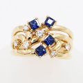 タサキ　K18 サファイアダイアイリリング 0.65ct 0.18ct 5.70g
