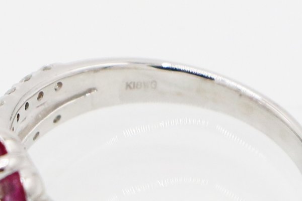 K18WG ルビーダイアイリリング 0.57ct 0.65ct 3.60g　刻印
