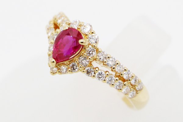 K18 ルビーダイアイリリング 0.74ct 0.60ct 4.10g　サイド