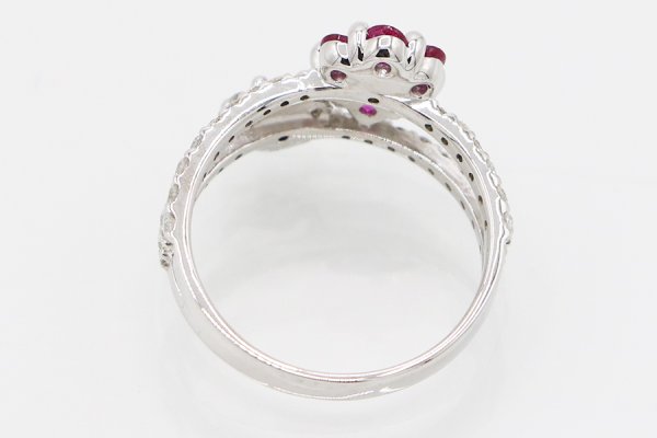 K18WG ルビーダイアイリリング 0.57ct 0.65ct 3.60g　内側