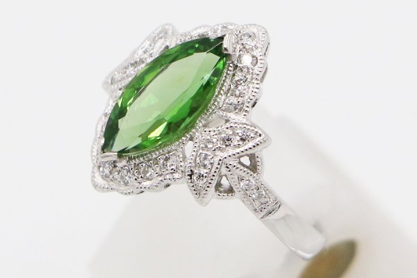 PT900 クロムトルマリンダイアイリリング 1.46ct 0.22ct 5.20g　サイド