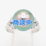 PT900 黒蝶パールダイアイリリング 11.50mm 0.30ct 6.30g
