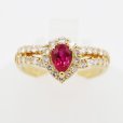 K18 ルビーダイアイリリング 0.74ct 0.60ct 4.10g