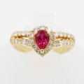K18 ルビーダイアイリリング 0.74ct 0.60ct 4.10g
