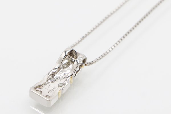PT900/850/K18 ダイアイリペンダントネックレス 0.23ct 6.80g　裏面