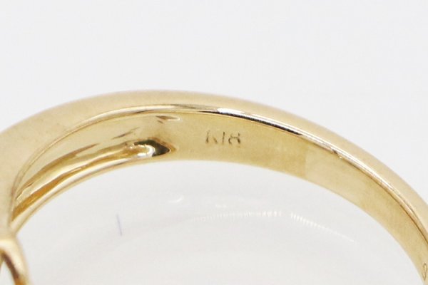 K18 サファイアダイアイリリング 1.13ct 0.20ct 4.70g　刻印