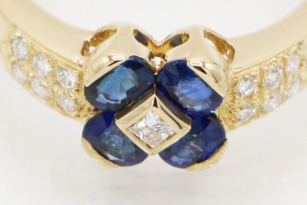 K18 サファイアダイアイリリング 1.13ct 0.20ct 4.70g　拡大
