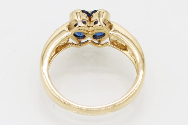 K18 サファイアダイアイリリング 1.13ct 0.20ct 4.70g　内側