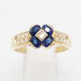 K18 サファイアダイアイリリング 1.13ct 0.20ct 4.70g