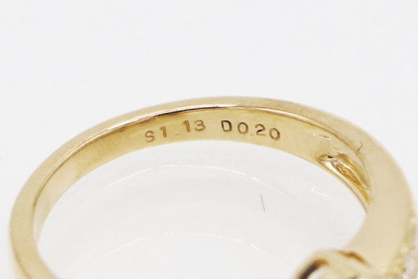 K18 サファイアダイアイリリング 1.13ct 0.20ct 4.70g　刻印(2)