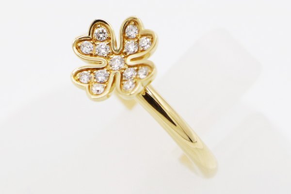 ミキモト　K18 ダイアイリリング 0.12ct 4.50g　サイド
