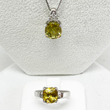 PT900/850 スフェーンダイア入りリング、ペンダントネックレス 2点セット 買取