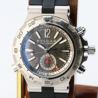 ブルガリ ディアゴノプロ DP42S GMT グレー文字盤 ラバーベルト 質流れ