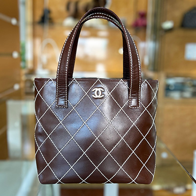 シャネル ワイルドステッチ トートバック ブラウン　 買取