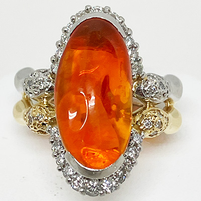 竹本出海 K18/PT900 ファイアーオパールダイア入りリング 5.68 0.76 19.10g　買取