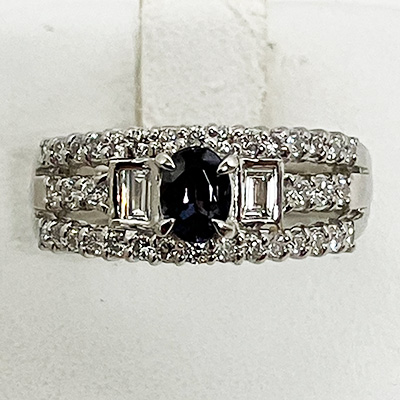 PT900 アレキサンドライトダイア入りリング 0.41 0.55 7.80g 買取