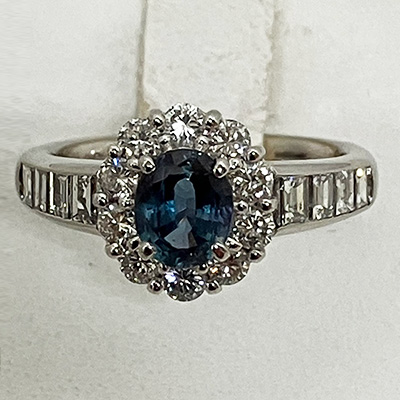 PT900 アレキサンドライトダイア入りリング 1.048 1.08 6.90g　買取