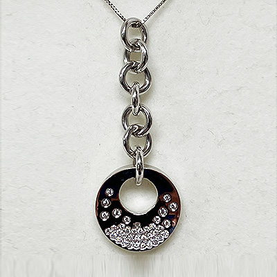 K18WG ダイア入りペンダントネックレス 0.45 11.20g 買取