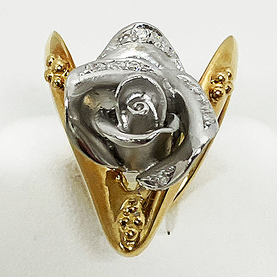 水野薫子 K18/K18WG ダイア入りリング 0.17 12.90g　買取