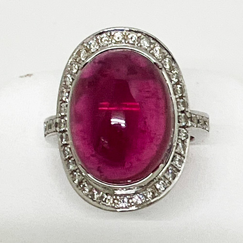 PT900 ピンクトルマリンダイア入りリング 14.29 0.45 14.10g 買取