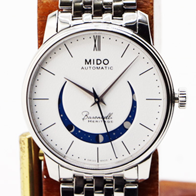 ミドー バロンチェッリ ヘリテージ スマイリングムーン M270.407.11 白文字盤 仕入れ