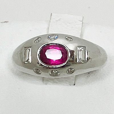 PT900 ピンクサファイアダイア入りリング 0.78 0.37 9.50g 買取