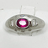 PT900 ピンクサファイアダイア入りリング 0.78 0.37 9.50g　買取