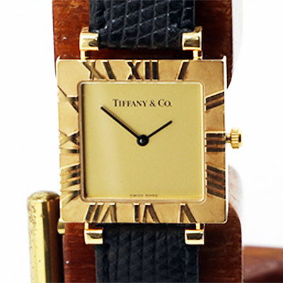 ティファニー アトラススクエア 金文字盤 YG側革ベルト 買取