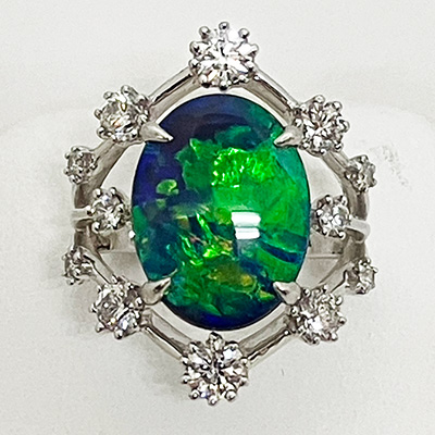 PT900 ブラックオパールダイア入りリング 4.66 1.25 13.70g　買取