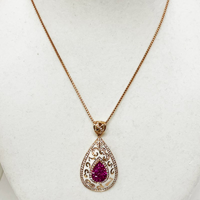 K18 ルビーダイア入りペンダントネックレス 1.54 0.72 12.90g 買取