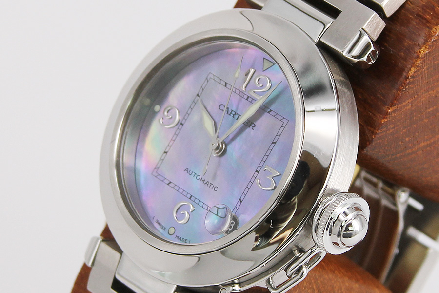 カルティエ パシャC 2324 黒シェル文字盤 メンズ 中古腕時計 