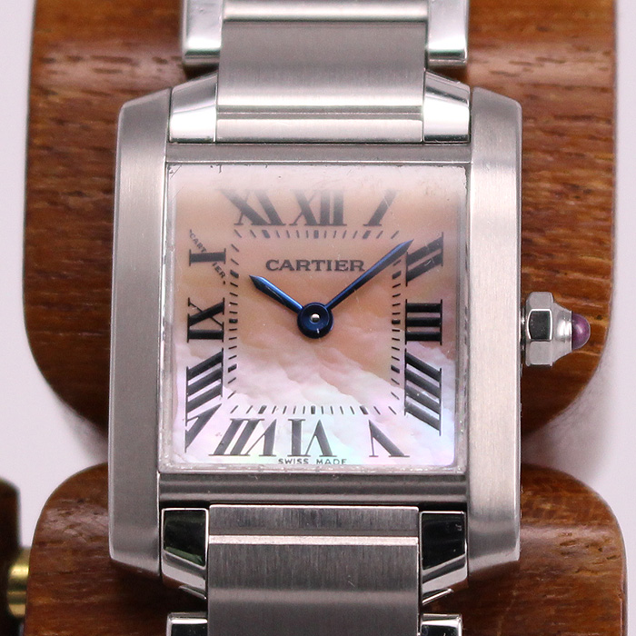 カルティエ タンクフランセーズSM 2384 ピンクシェル文字盤 レディース 中古腕時計 「マルニシ質店」