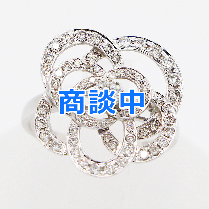 K18WG ダイアイリリング 0.75ct 4.90g