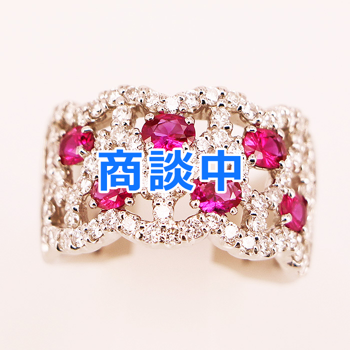 PT900 ルビーダイアイリリング 1.01ct 1.20ct 15.10g