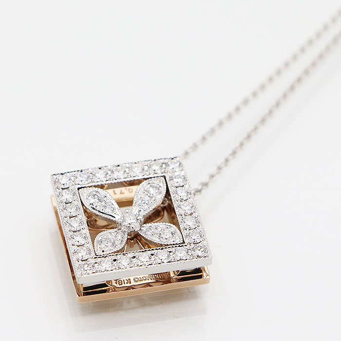 ミキモト　K18WG/PG ダイアイリペンダントネックレス 0.25ct 0.71ct 11.40g