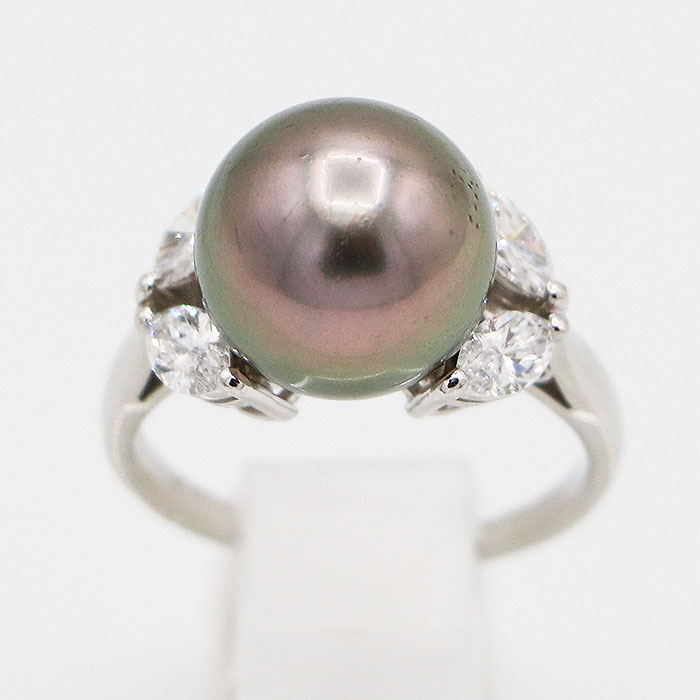 ミキモト　PT950 黒蝶パールダイアイリリング 12.00mm 0.84ct 7.40g