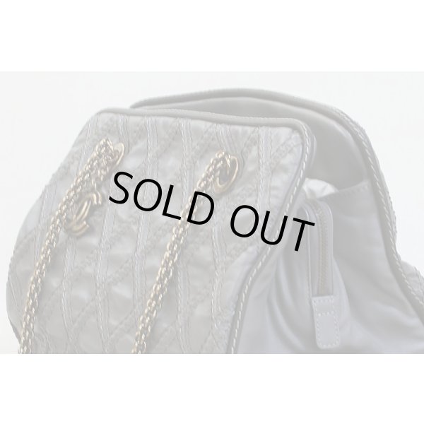 シャネル　チェーンショルダーアンティーク風　トートバッグ　グレー　サイド