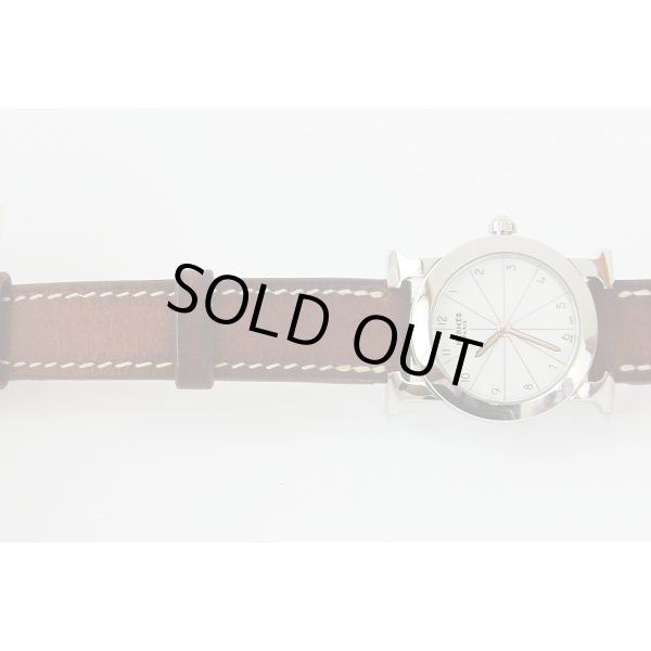 エルメス　オールアッシュロンド　HR1.210　白文字盤　革ベルト拡大