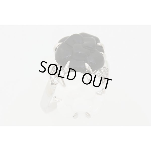 シャネル　750WG オニキスホワイトアゲートダイアイリリング J2938 6.90g　上から