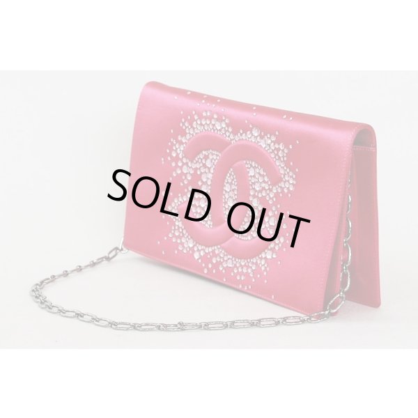 シャネル　クラッチ チェーンバック　ピンク／SIV金具　サイド